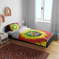 Personalized Lithuania Christmas Bedding Set Skeleton Rugby Tie Dye Vintage - Wonder Print Shop