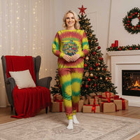 Personalized Lithuania Christmas Pajama Set Skeleton Rugby Tie Dye Vintage - Wonder Print Shop