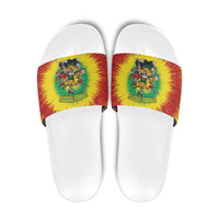 Personalized Lithuania Christmas Slide Sandals Skeleton Rugby Tie Dye Vintage - Wonder Print Shop
