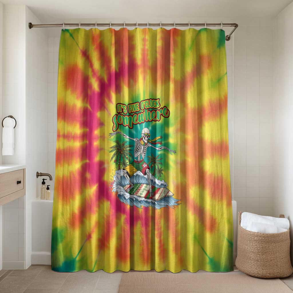 Tie-Dye Skeleton Surfing Lithuania Bathroom Set It’s 5 O’Clock Somewhere - Wonder Print Shop