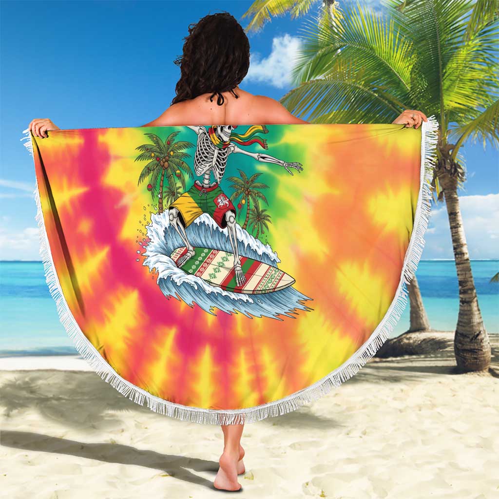 Tie-Dye Skeleton Surfing Lithuania Beach Blanket It’s 5 O’Clock Somewhere - Wonder Print Shop