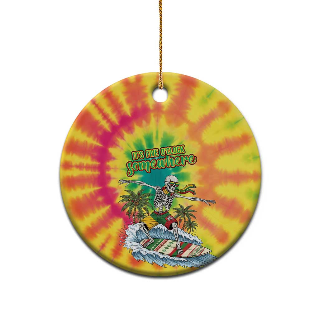 Tie-Dye Skeleton Surfing Lithuania Ceramic Ornament Its 5 OClock Somewhere LT19