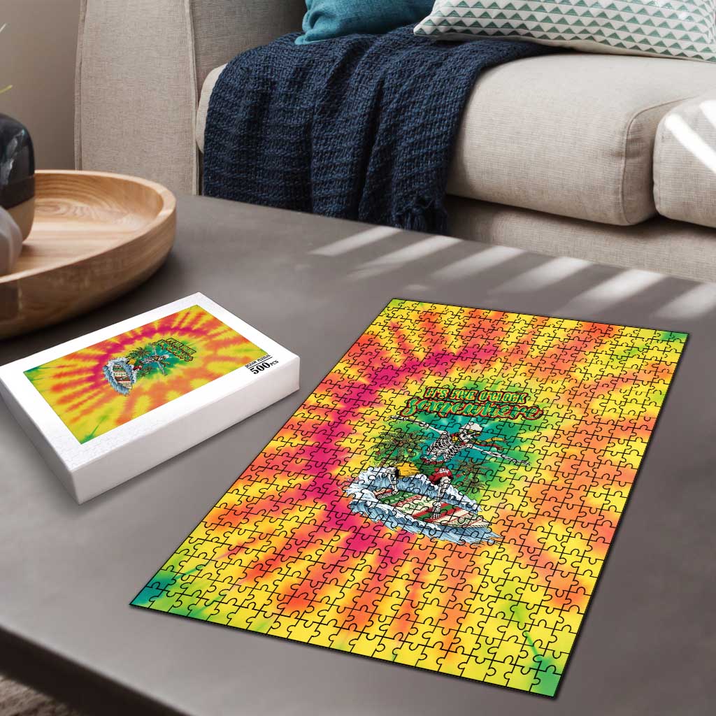 Tie-Dye Skeleton Surfing Lithuania Puzzle It’s 5 O’Clock Somewhere - Wonder Print Shop