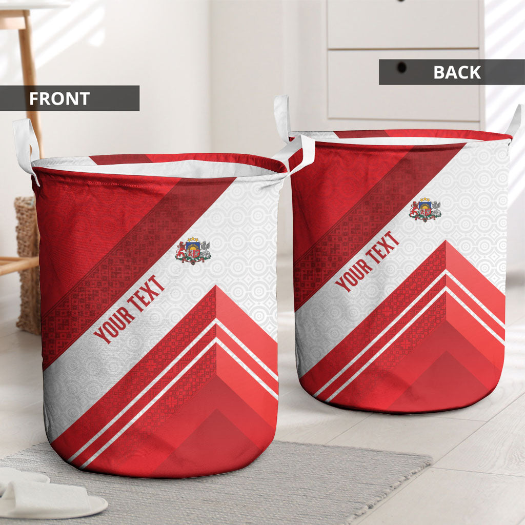 Personalized Latvia Independence Day Laundry Basket Latvijas Republika Folk Pattern