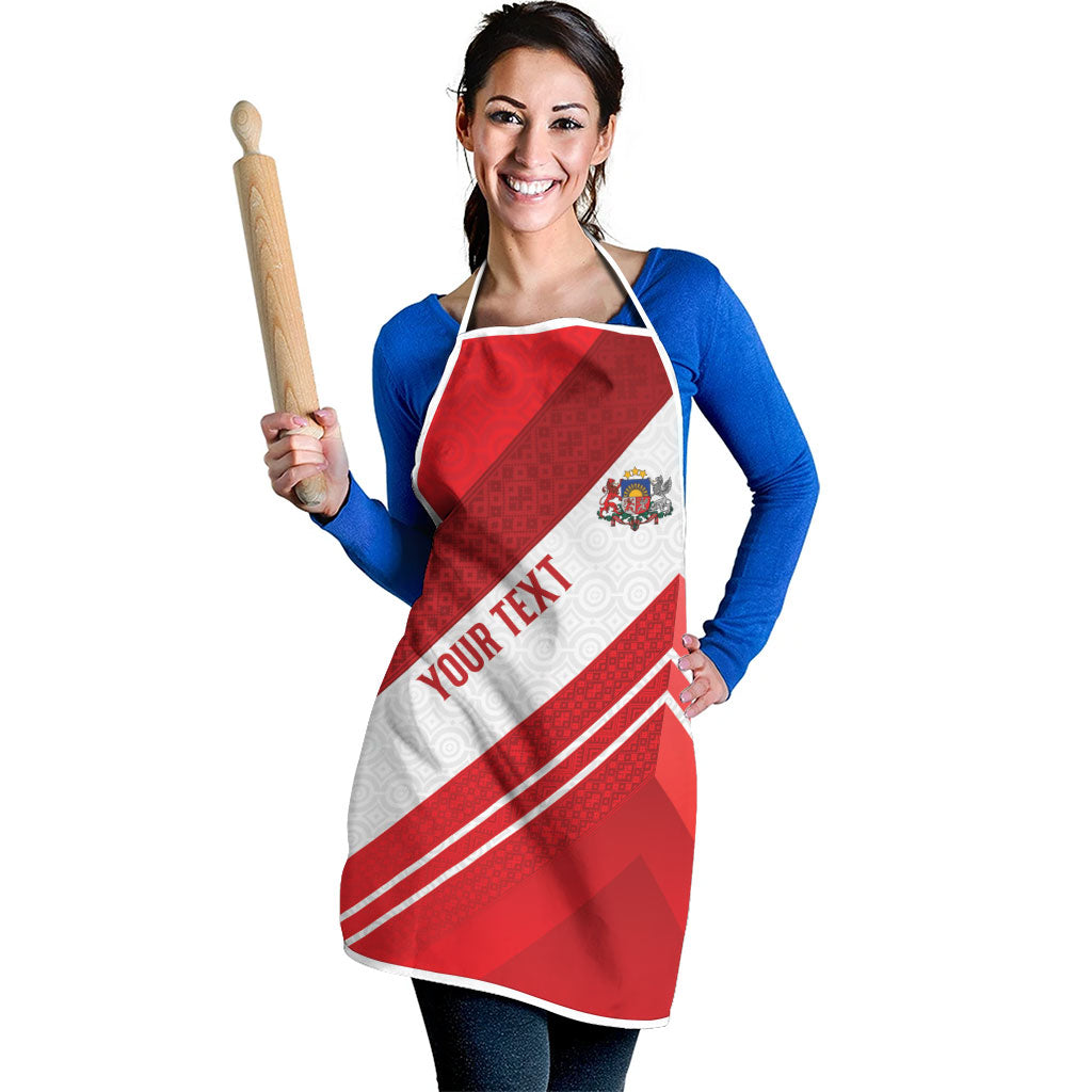 Personalized Latvia Independence Day Apron Latvijas Republika Folk Pattern
