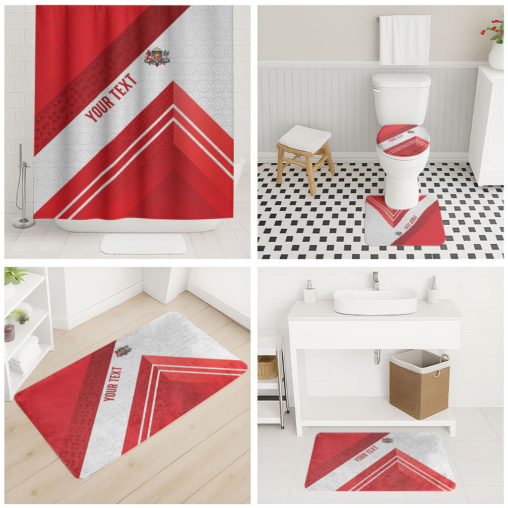 Personalized Latvia Independence Day Bathroom Set Latvijas Republika Folk Pattern
