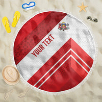 Personalized Latvia Independence Day Beach Blanket Latvijas Republika Folk Pattern