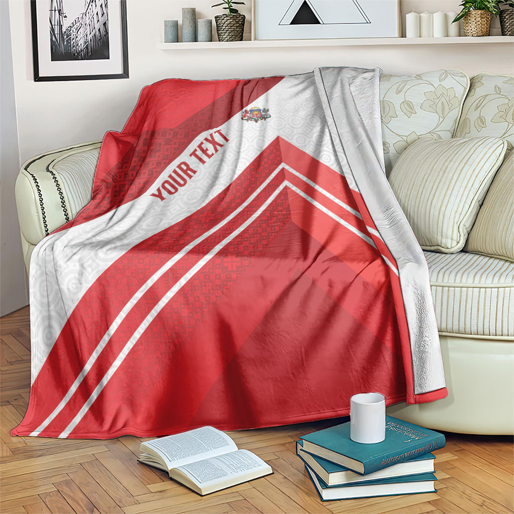 Personalized Latvia Independence Day Blanket Latvijas Republika Folk Pattern