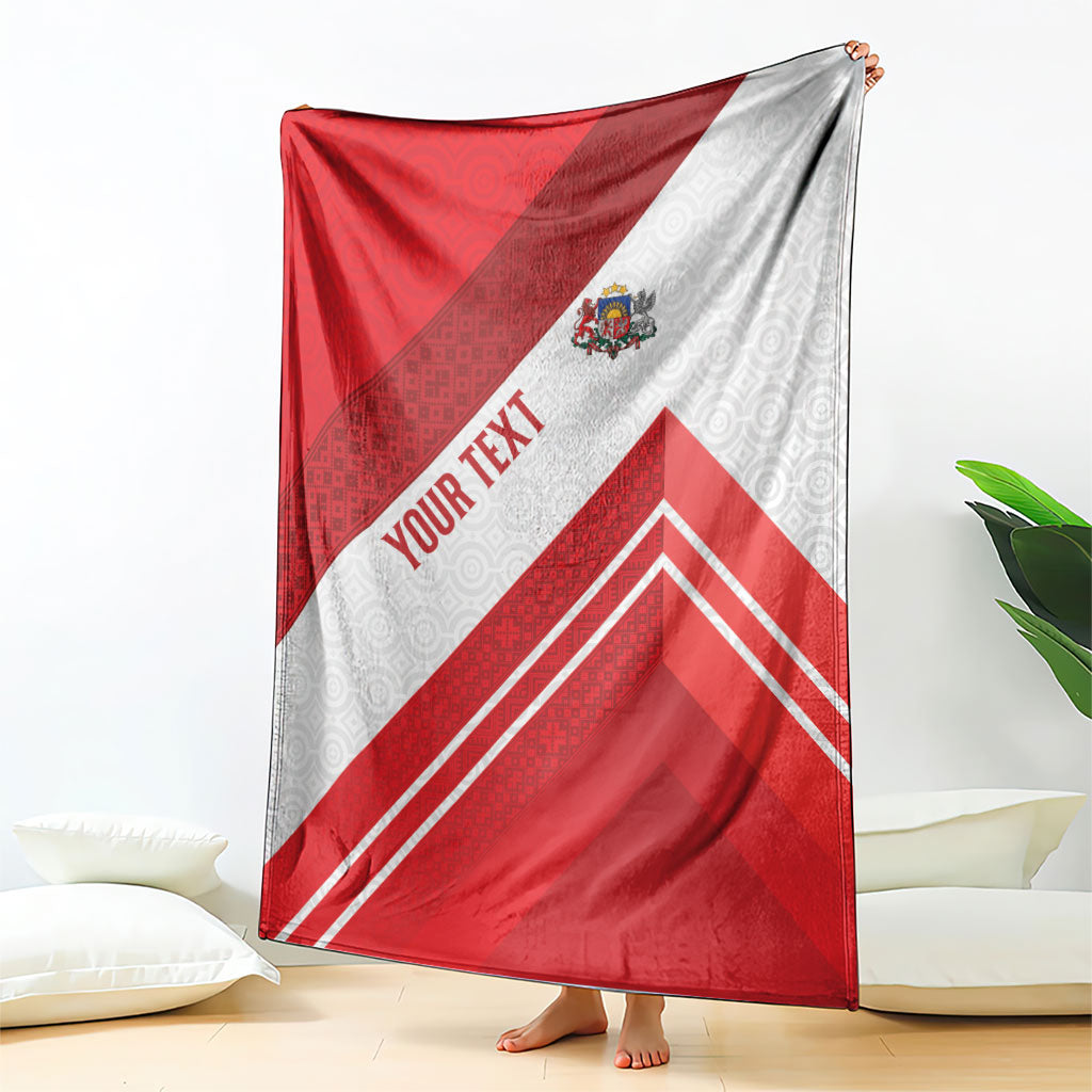 Personalized Latvia Independence Day Blanket Latvijas Republika Folk Pattern