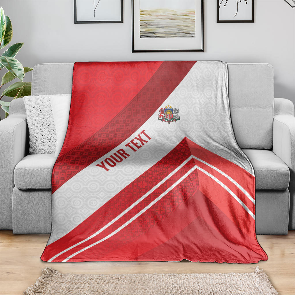 Personalized Latvia Independence Day Blanket Latvijas Republika Folk Pattern