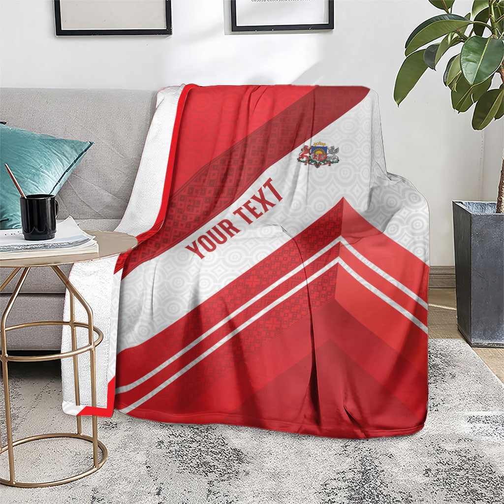 Personalized Latvia Independence Day Blanket Latvijas Republika Folk Pattern
