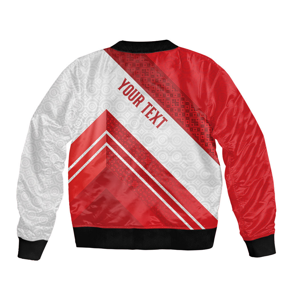 Personalized Latvia Independence Day Bomber Jacket Latvijas Republika Folk Pattern