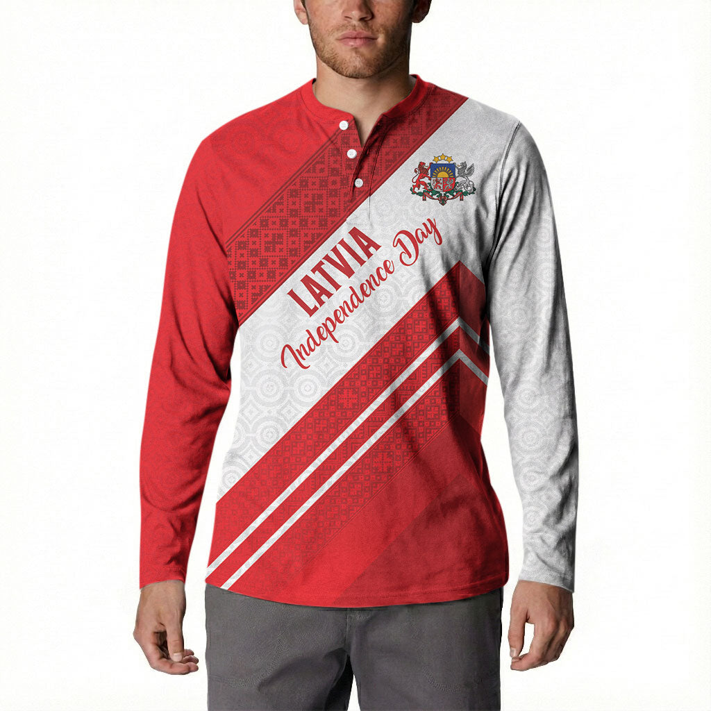 Personalized Latvia Independence Day Button Sweatshirt Latvijas Republika Folk Pattern