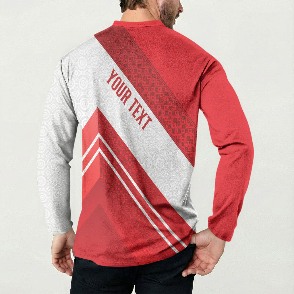 Personalized Latvia Independence Day Button Sweatshirt Latvijas Republika Folk Pattern