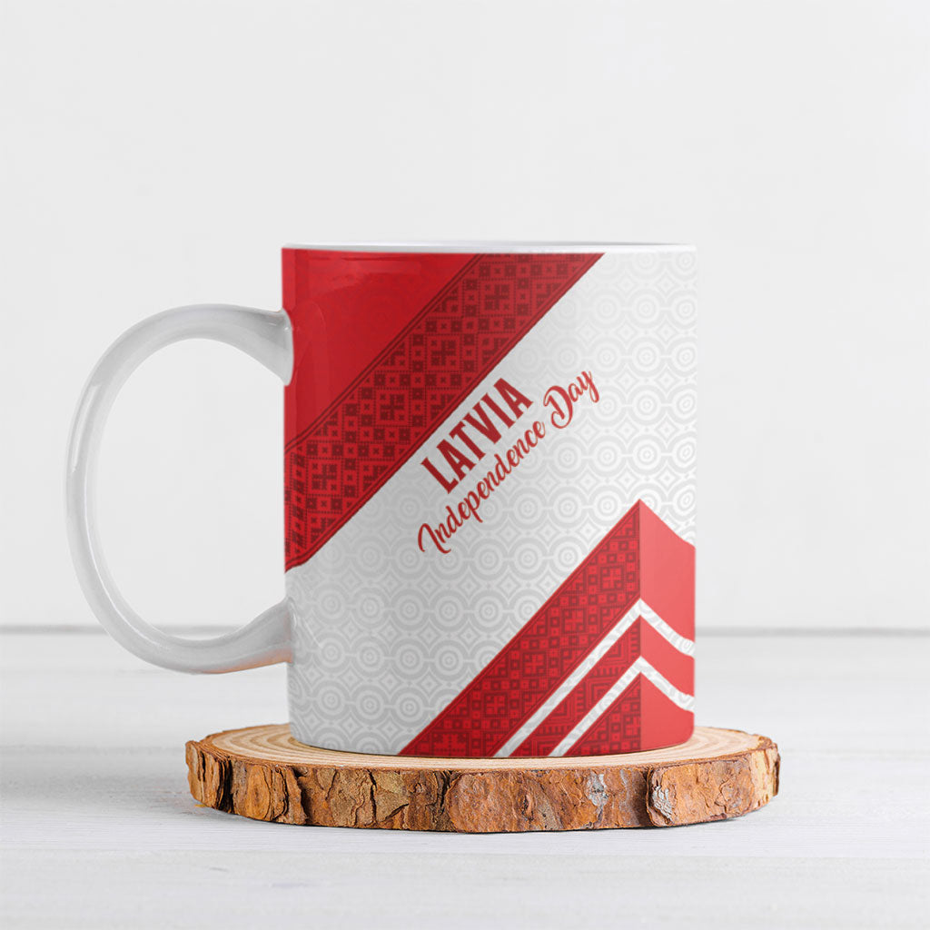 Personalized Latvia Independence Day Ceramic Mug Latvijas Republika Folk Pattern