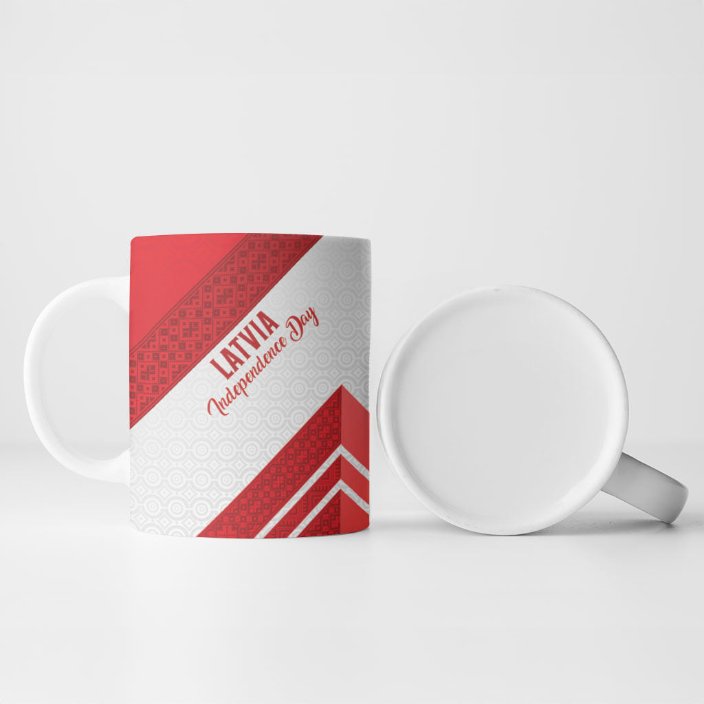 Personalized Latvia Independence Day Ceramic Mug Latvijas Republika Folk Pattern