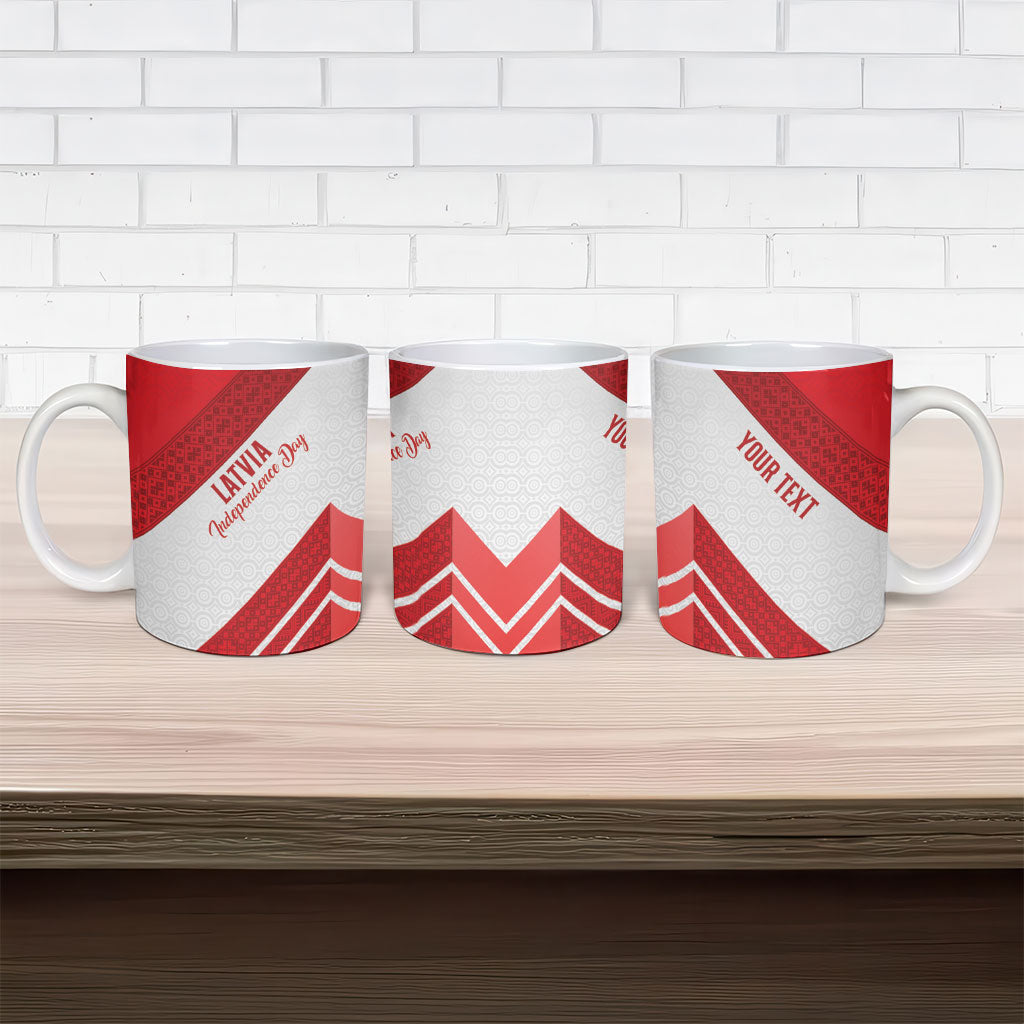 Personalized Latvia Independence Day Ceramic Mug Latvijas Republika Folk Pattern