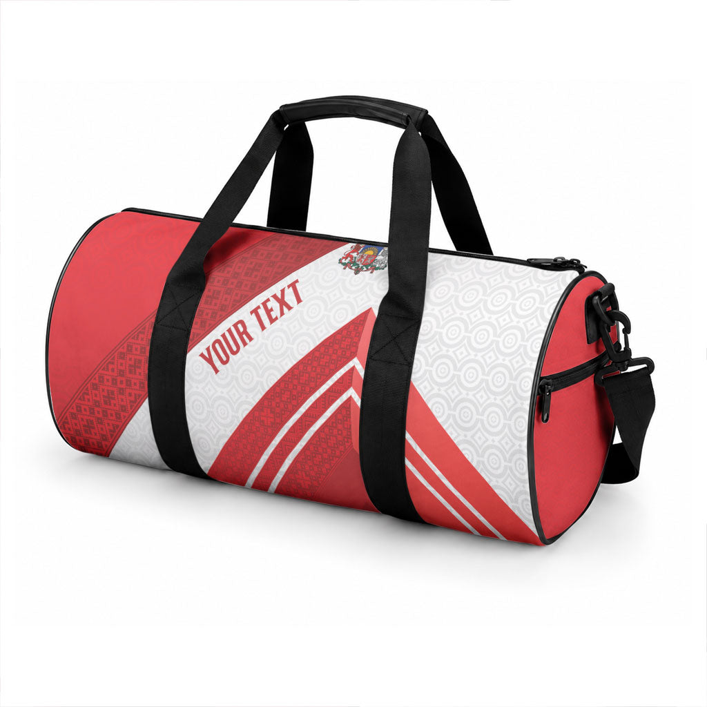 Personalized Latvia Independence Day Duffle Bag Latvijas Republika Folk Pattern