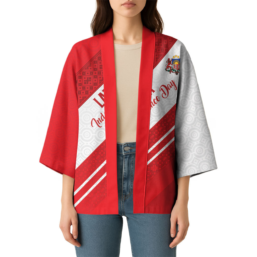 Personalized Latvia Independence Day Kimono Latvijas Republika Folk Pattern