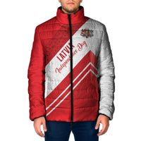 Personalized Latvia Independence Day Padded Jacket Latvijas Republika Folk Pattern
