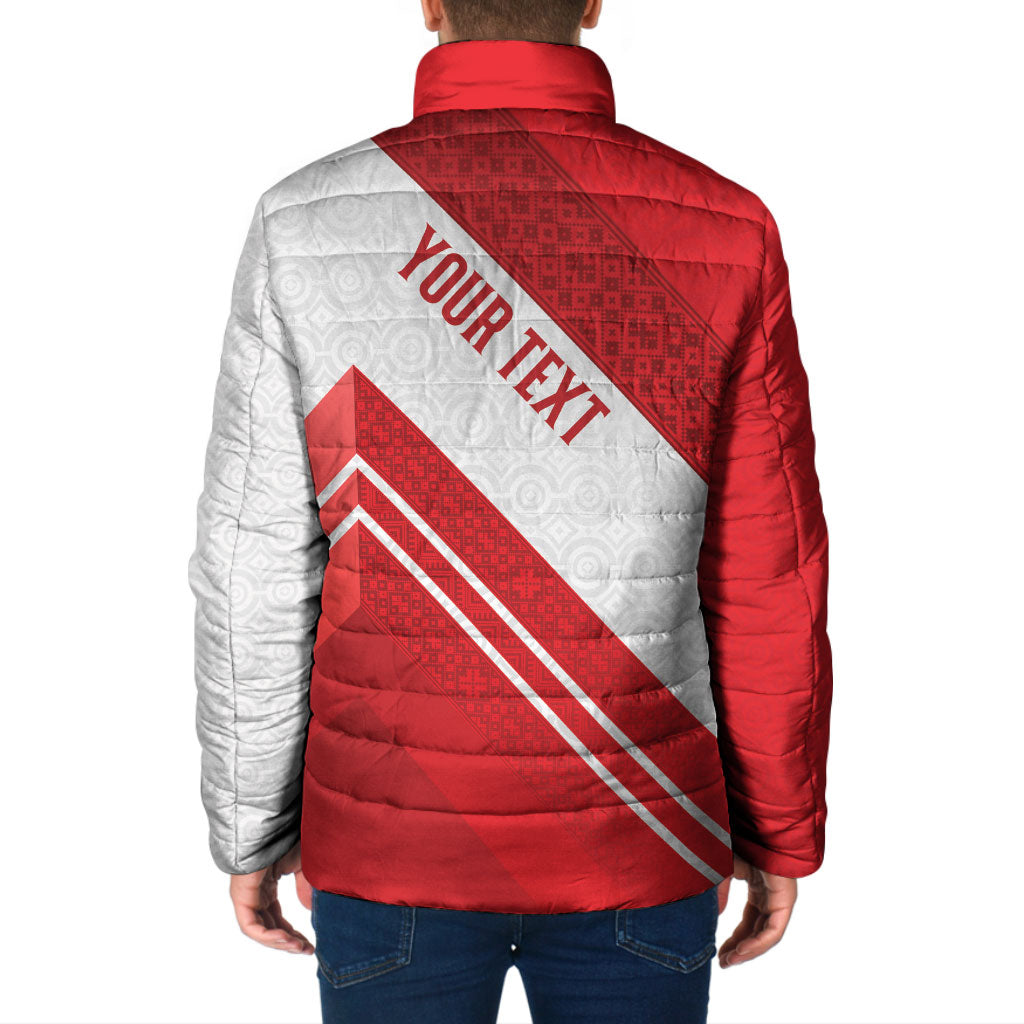 Personalized Latvia Independence Day Padded Jacket Latvijas Republika Folk Pattern