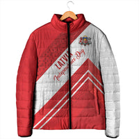 Personalized Latvia Independence Day Padded Jacket Latvijas Republika Folk Pattern