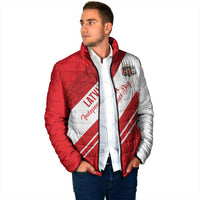 Personalized Latvia Independence Day Padded Jacket Latvijas Republika Folk Pattern
