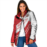 Personalized Latvia Independence Day Padded Jacket Latvijas Republika Folk Pattern