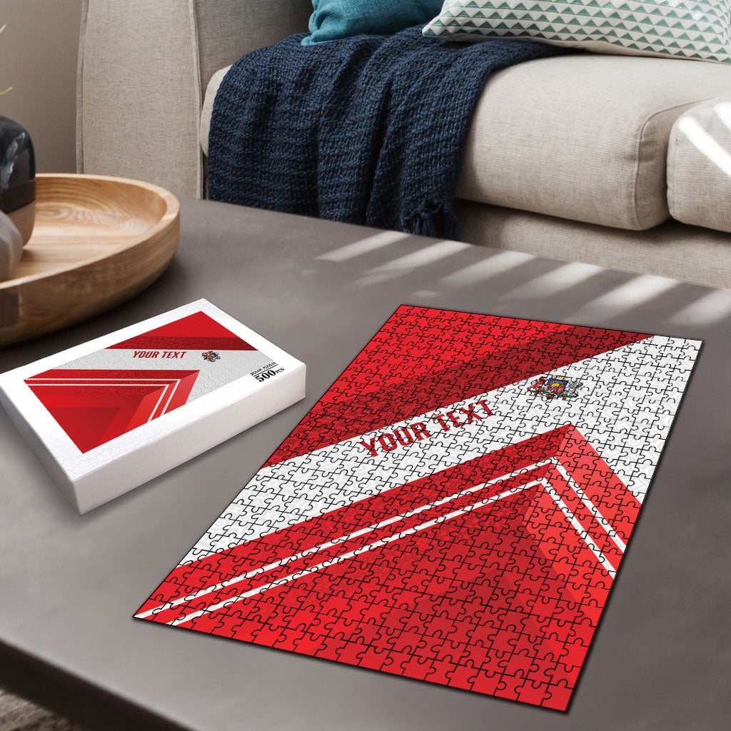 Personalized Latvia Independence Day Puzzle Latvijas Republika Folk Pattern