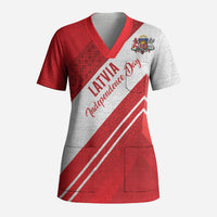 Personalized Latvia Independence Day Scrub Top Latvijas Republika Folk Pattern