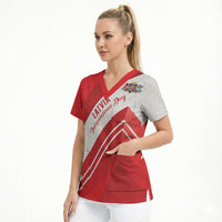 Personalized Latvia Independence Day Scrub Top Latvijas Republika Folk Pattern