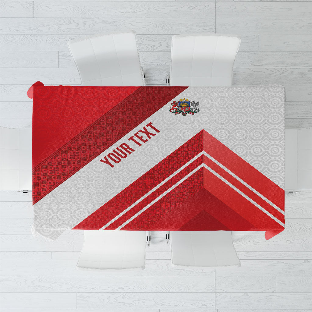 Personalized Latvia Independence Day Tablecloth Latvijas Republika Folk Pattern