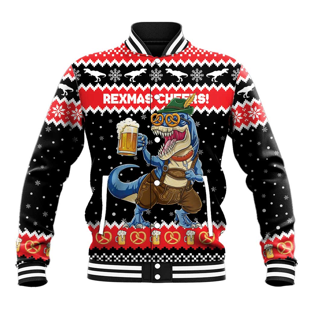 Personalized German T-Rex Christmas Baseball Jacket Funny Beer Dinosaur Xmas - Wonder Print Shop