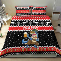 Personalized German T-Rex Christmas Bedding Set Funny Beer Dinosaur Xmas - Wonder Print Shop