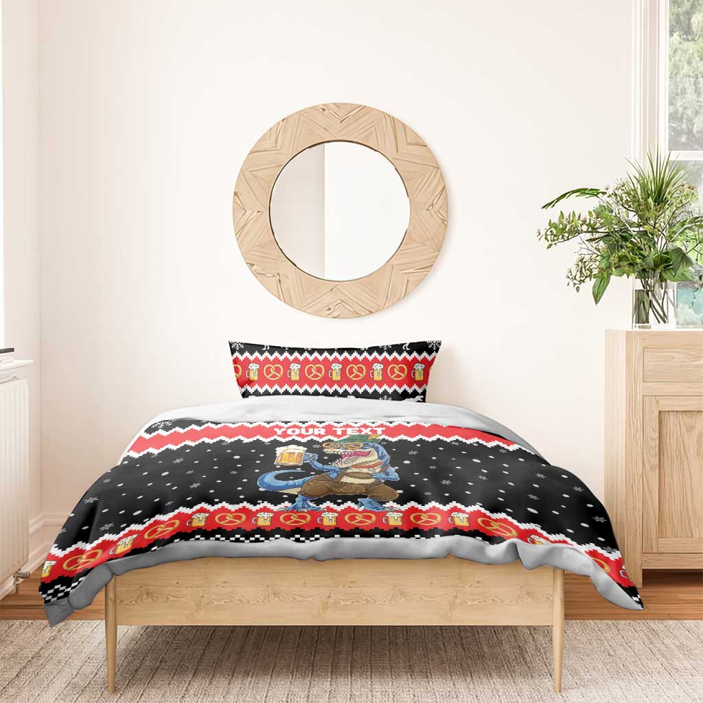 Personalized German T-Rex Christmas Bedding Set Funny Beer Dinosaur Xmas - Wonder Print Shop