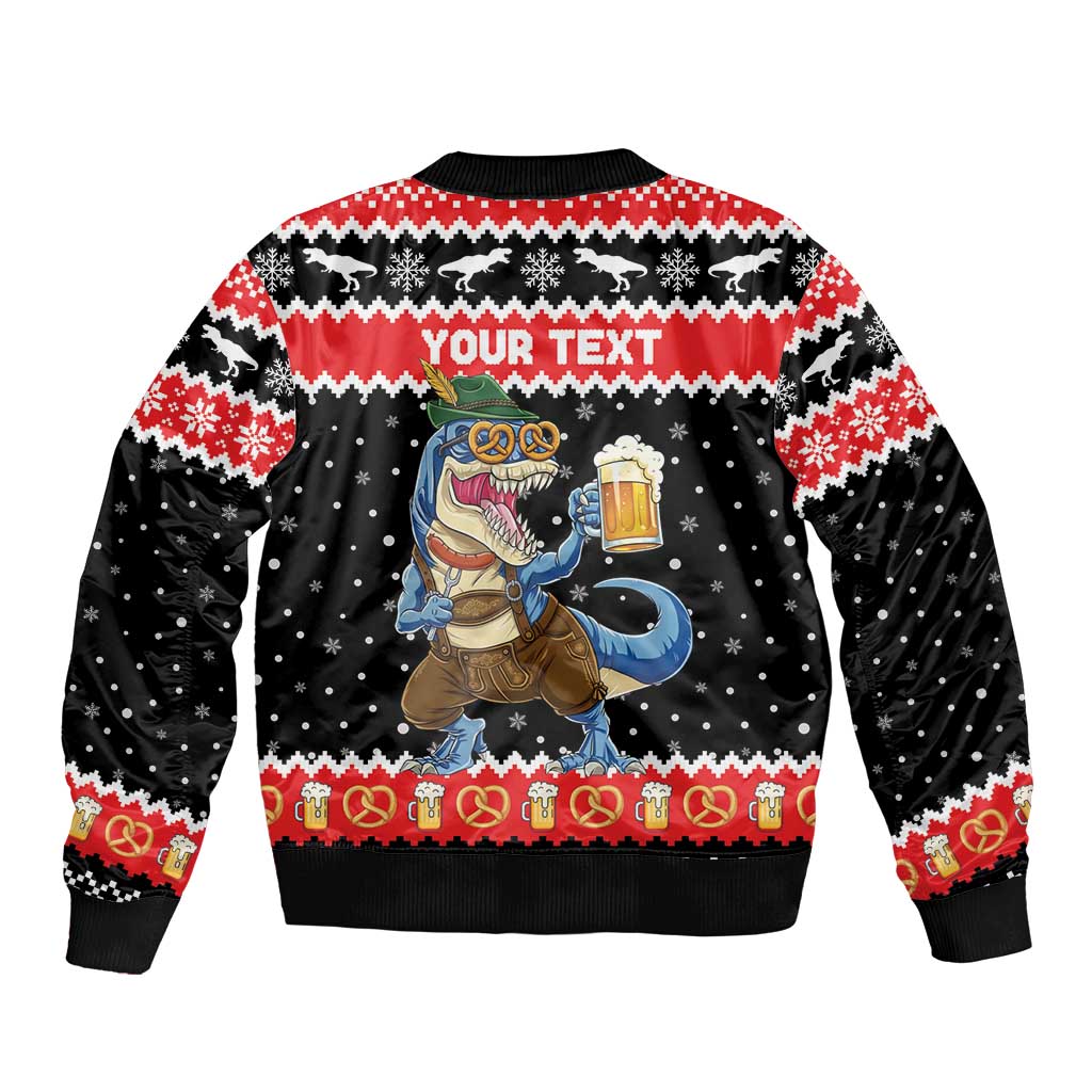 Personalized German T-Rex Christmas Bomber Jacket Funny Beer Dinosaur Xmas - Wonder Print Shop