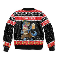 Personalized German T-Rex Christmas Bomber Jacket Funny Beer Dinosaur Xmas - Wonder Print Shop
