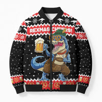 Personalized German T-Rex Christmas Bomber Puffer Jacket Funny Beer Dinosaur Xmas - Wonder Print Shop