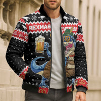 Personalized German T-Rex Christmas Bomber Puffer Jacket Funny Beer Dinosaur Xmas - Wonder Print Shop