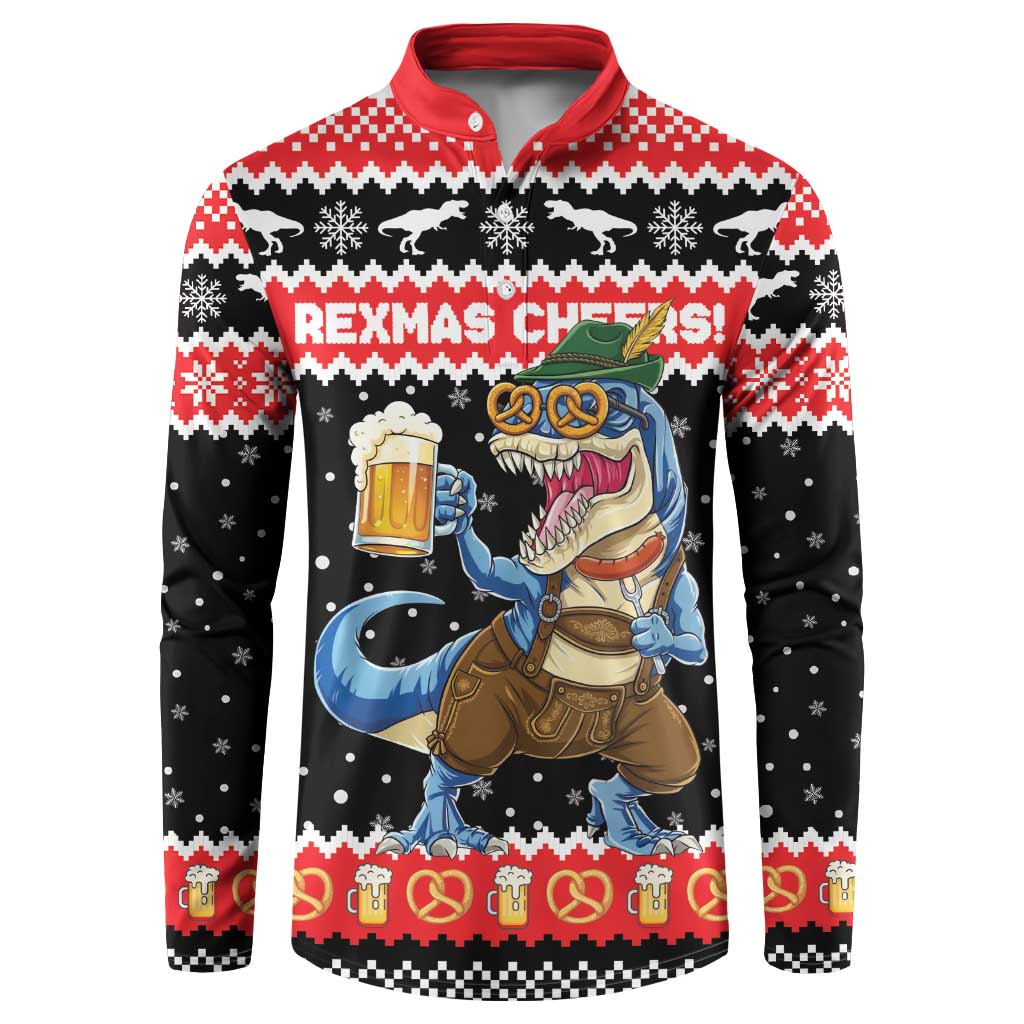 Personalized German T-Rex Christmas Button Sweatshirt Funny Beer Dinosaur Xmas - Wonder Print Shop