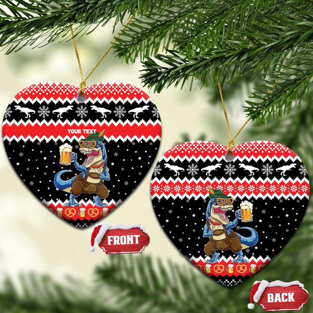 Personalized German T-Rex Christmas Ceramic Ornament Funny Beer Dinosaur Xmas - Wonder Print Shop