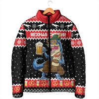 Personalized German T-Rex Christmas Padded Jacket Funny Beer Dinosaur Xmas - Wonder Print Shop