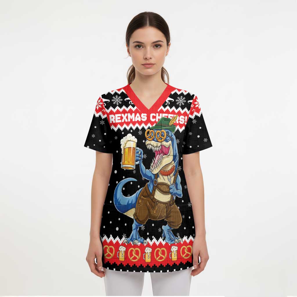 Personalized German T-Rex Christmas Scrub Top Funny Beer Dinosaur Xmas - Wonder Print Shop