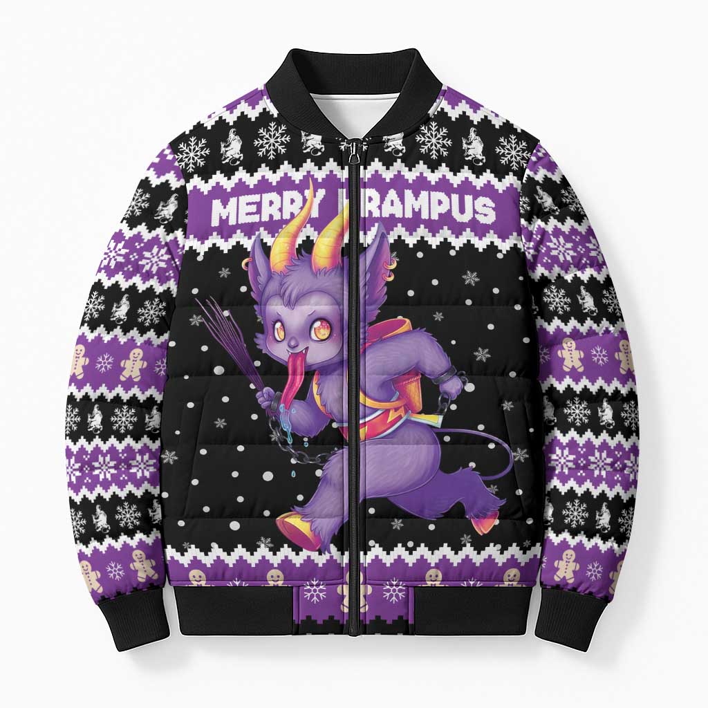Personalized German Krampus Christmas Bomber Puffer Jacket German Christmas Legend - Wonder Print Shop