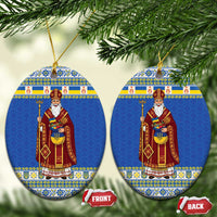 Ukraine Christmas Ceramic Ornament Saint Nicholas Vyshyvanka Style - Wonder Print Shop
