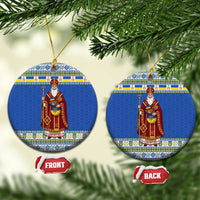 Ukraine Christmas Ceramic Ornament Saint Nicholas Vyshyvanka Style - Wonder Print Shop