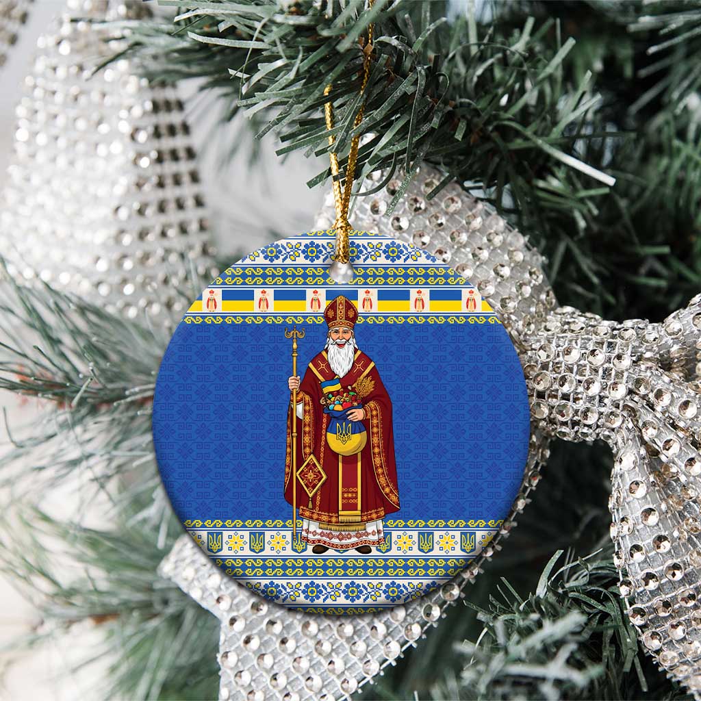 Ukraine Christmas Ceramic Ornament Saint Nicholas Vyshyvanka Style - Wonder Print Shop