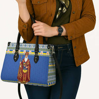 Ukraine Christmas Leather Bag Saint Nicholas Vyshyvanka Style - Wonder Print Shop