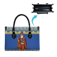 Ukraine Christmas Leather Bag Saint Nicholas Vyshyvanka Style - Wonder Print Shop