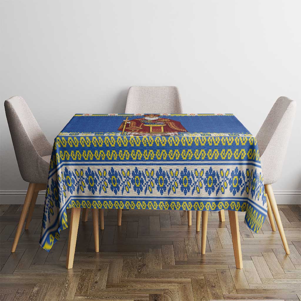 Ukraine Christmas Tablecloth Saint Nicholas Vyshyvanka Style - Wonder Print Shop